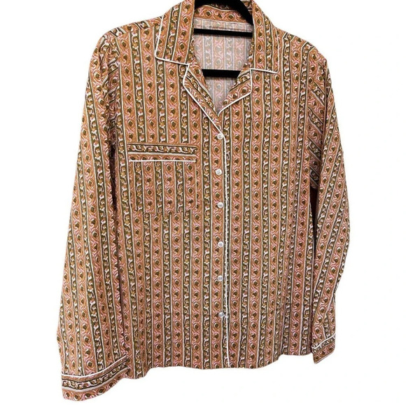 NWOT Women's Funky Green & Pink Matching Piped Top & Pajama Bottom Size Medium - Picture 2 of 10